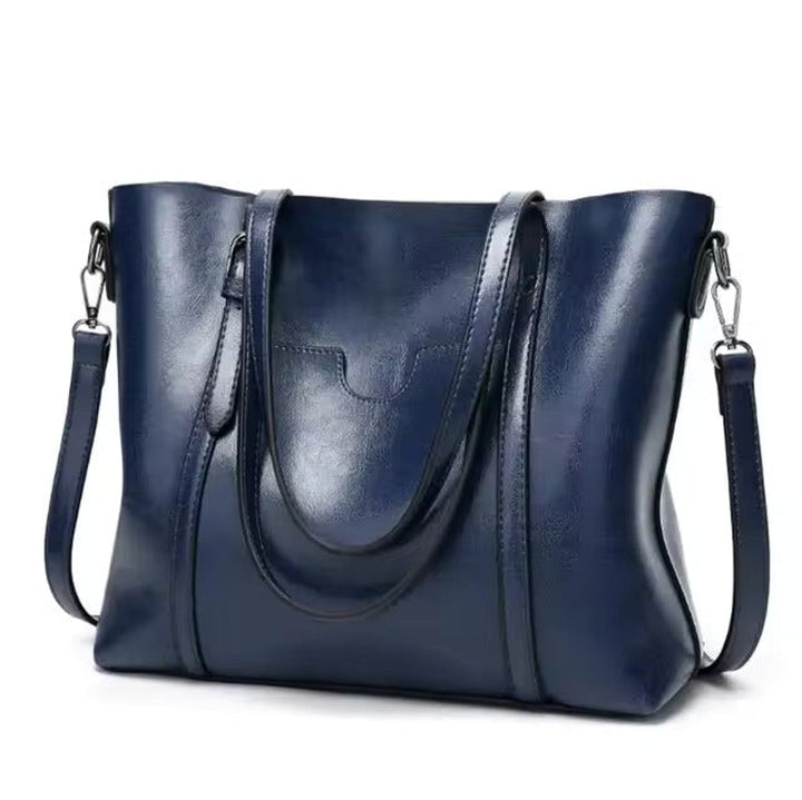Damen Geräumige Kunstleder Schulter Tote Bag Umhängetasche - Blau