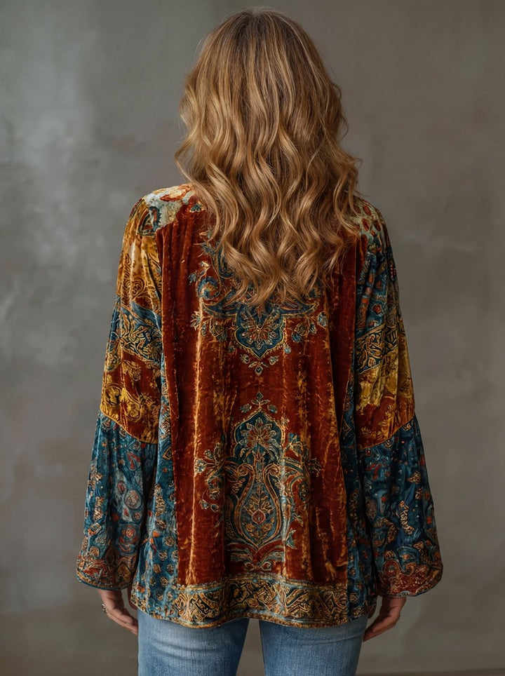Damen Gesteppte Jacke Boho Kimono Leichter Vintage-Schnitt