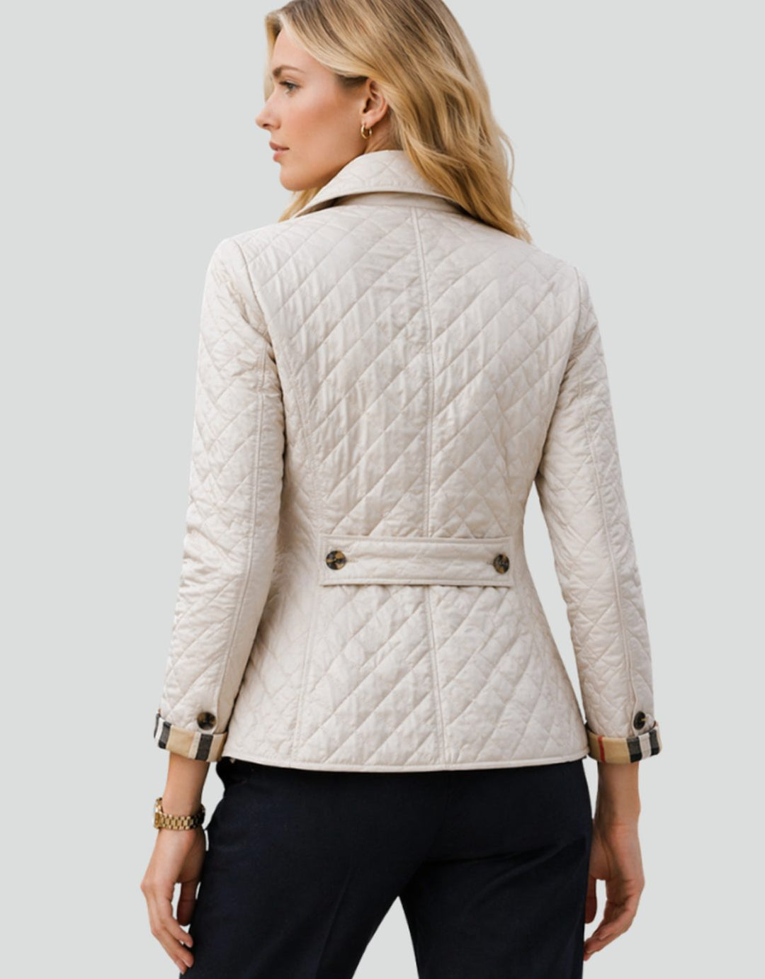 Damen Gesteppte Kragen-Jacke mit Knopfleiste für die Übergangszeit