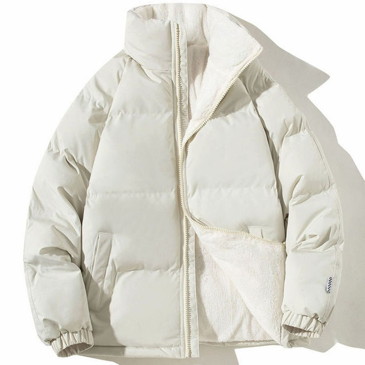 Damen Gesteppte Teddyfutter-Bomberjacke mit Stehkragen - Cremeweiß