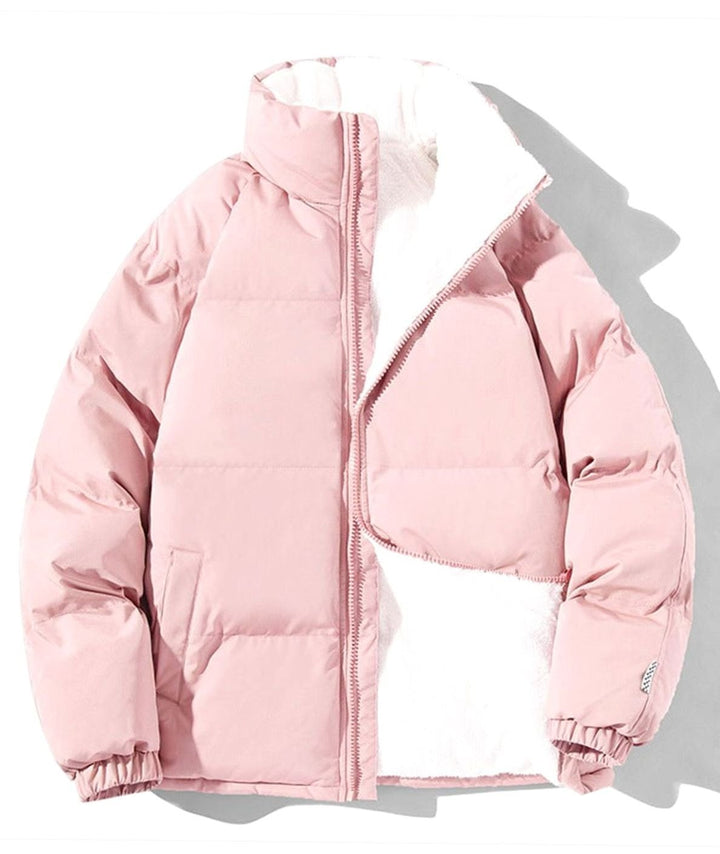 Damen Gesteppte Teddyfutter-Bomberjacke mit Stehkragen - Rosa