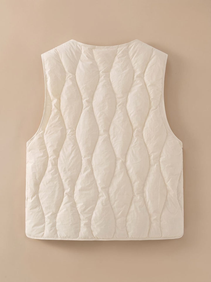 Damen Gesteppter Bodywarmer mit V-Ausschnitt Druckknopf-Thermoweste