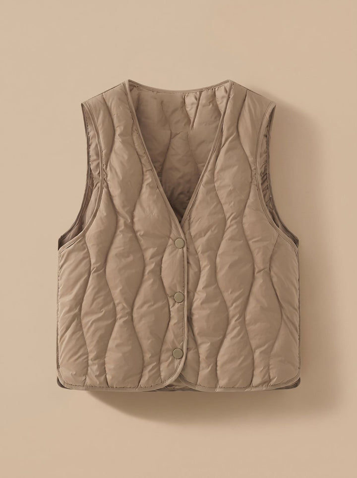 Damen Gesteppter Bodywarmer mit V-Ausschnitt Druckknopf-Thermoweste
