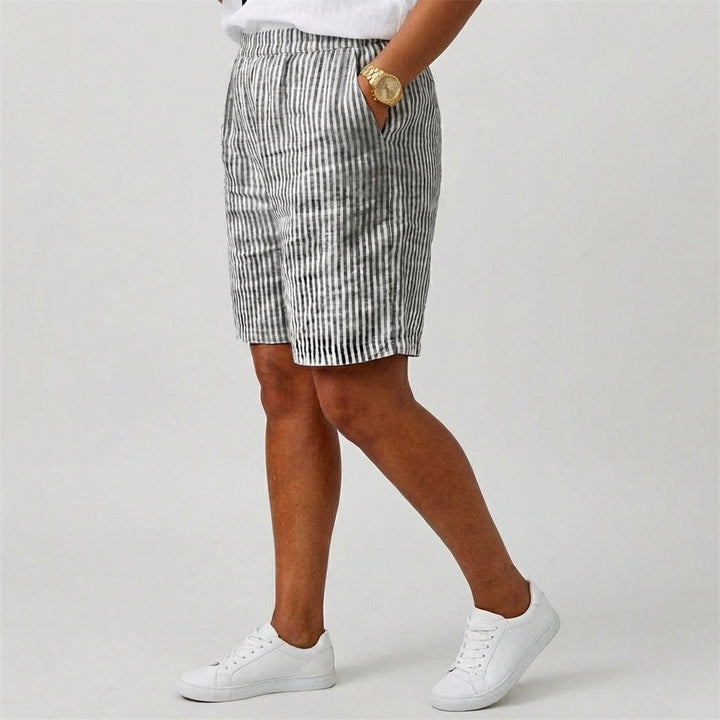 Damen Gestreifte Relaxed-Fit Shorts Elastischer Bund Sommer