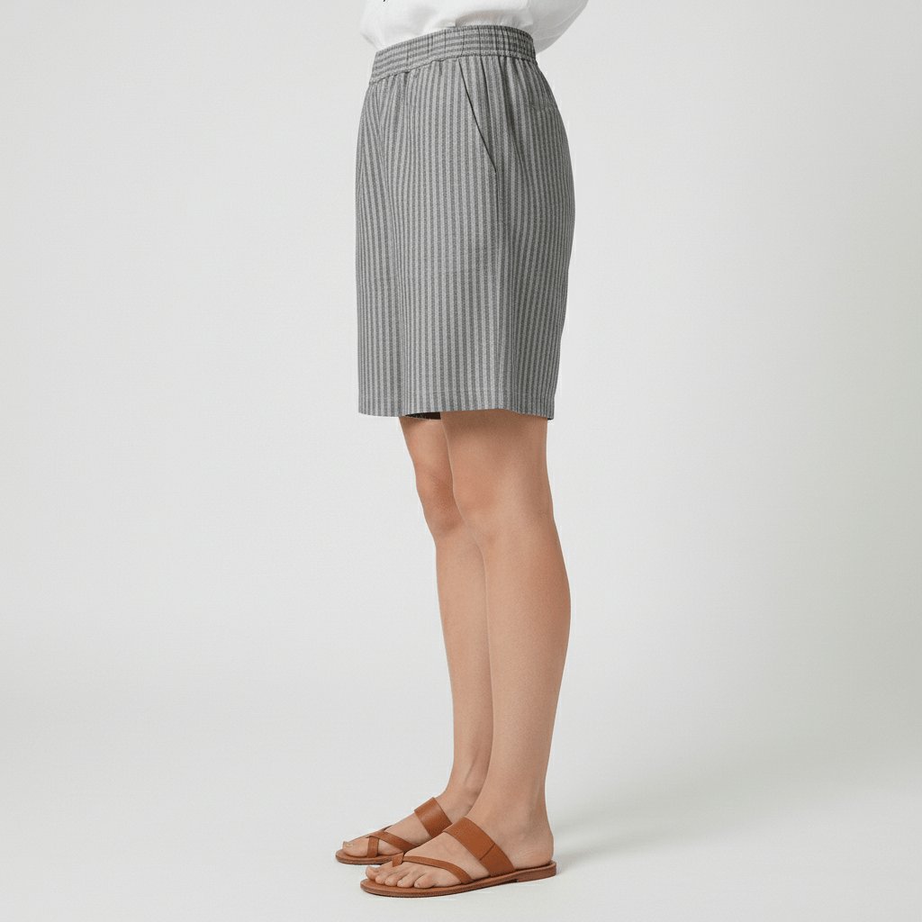 Damen Gestreifte Relaxed-Fit Shorts Elastischer Bund Sommer