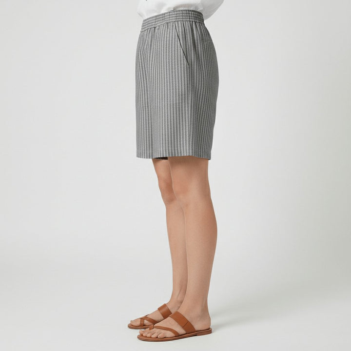 Damen Gestreifte Relaxed-Fit Shorts Elastischer Bund Sommer