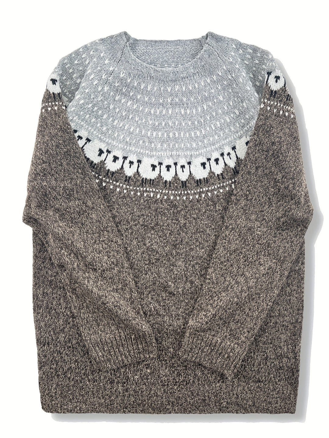 Damen Grobstrick-Pullover mit Schaf-Jacquardmuster