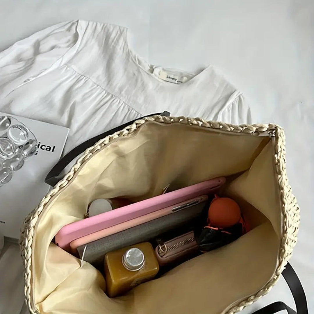 Damen großer geflochtener Bohemian Stroh Tote Bag Schultertasche