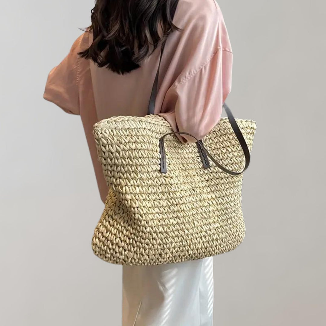 Damen großer geflochtener Bohemian Stroh Tote Bag Schultertasche