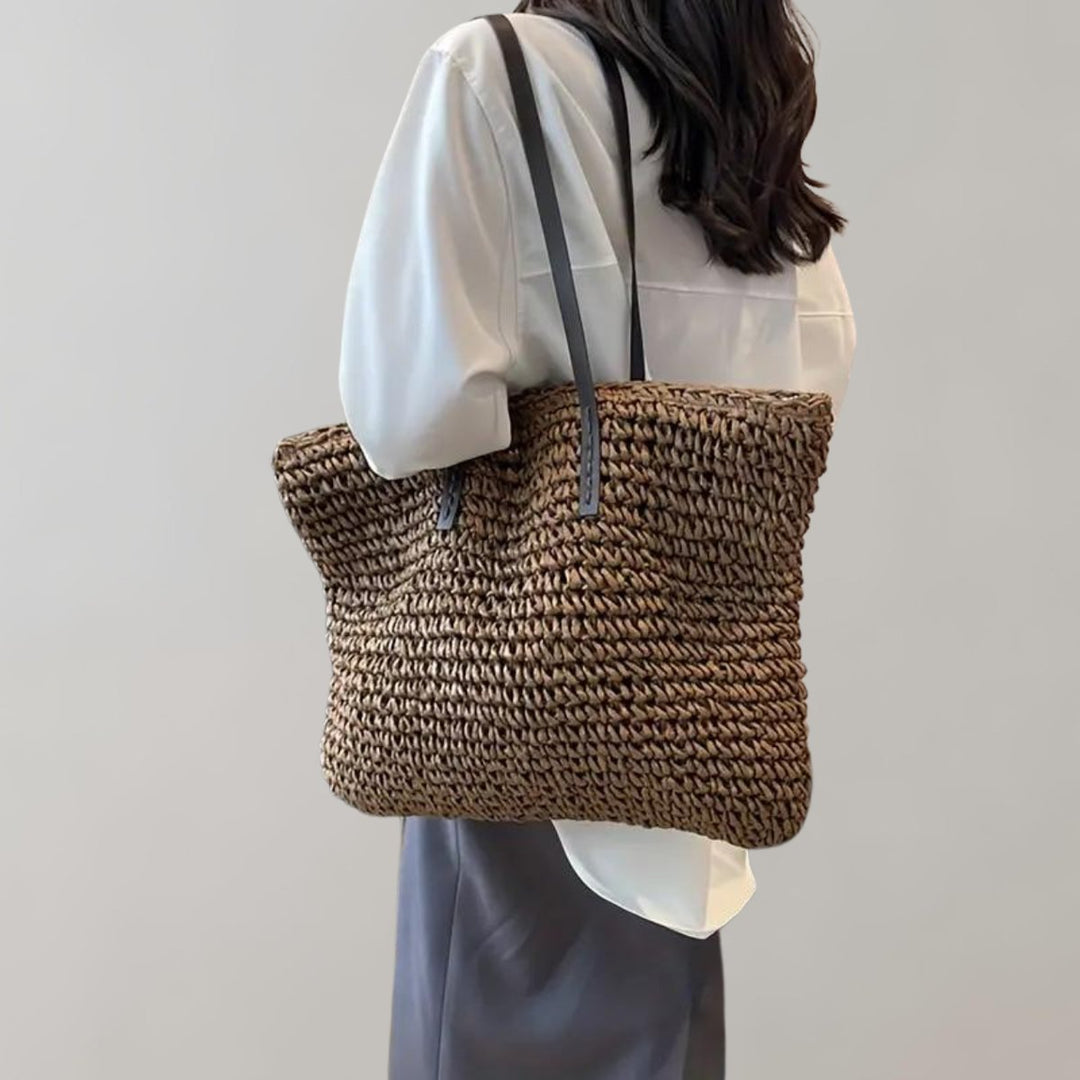 Damen großer geflochtener Bohemian Stroh Tote Bag Schultertasche