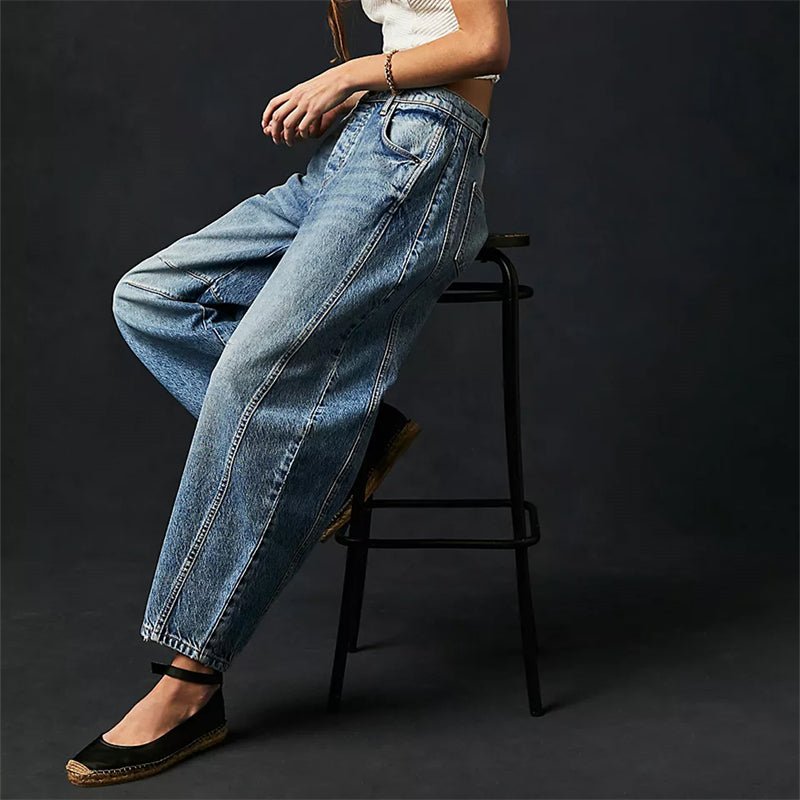 Damen High-Waist Barrel-Leg Relaxed-Fit Jeans