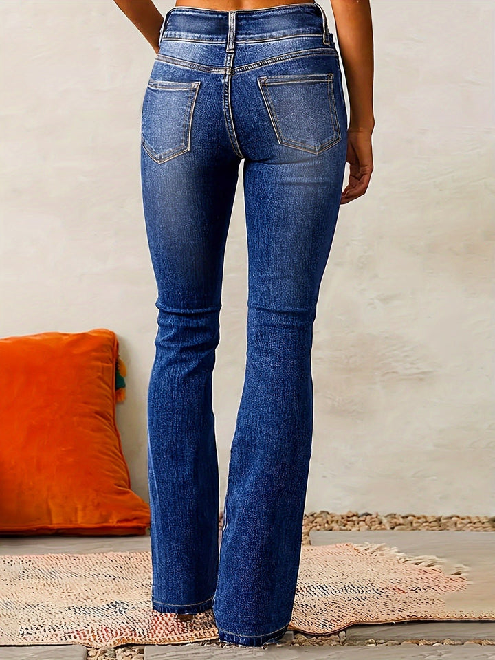 Damen High-Waist Bootcut Stretch-Denim Jeans