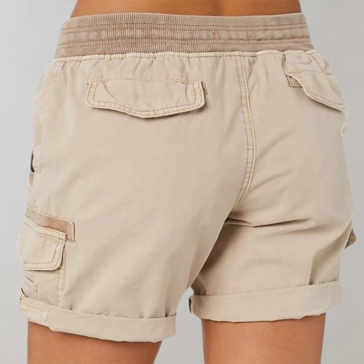 Damen High-Waist Cargo Shorts mit Kordelzug