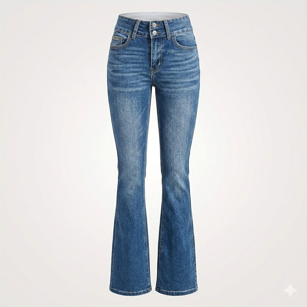 Damen High-Waist Flared Jeans mit figurbetontem Schnitt