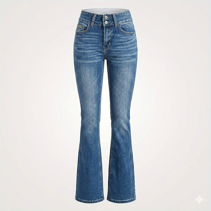 Damen High-Waist Flared Jeans mit figurbetontem Schnitt