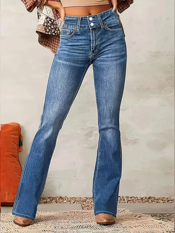 Damen High-Waist Flared Jeans mit figurbetontem Schnitt