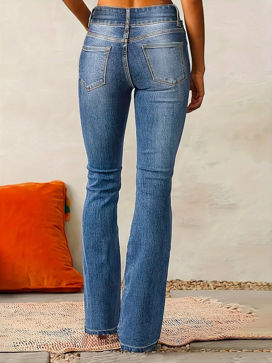 Damen High-Waist Flared Jeans mit figurbetontem Schnitt