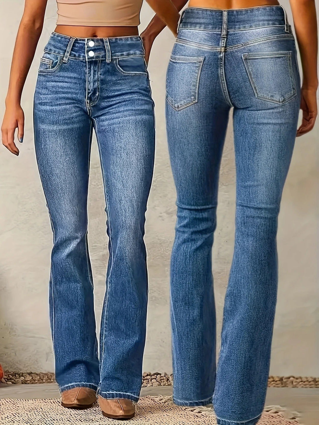 Damen High-Waist Flared Jeans mit figurbetontem Schnitt