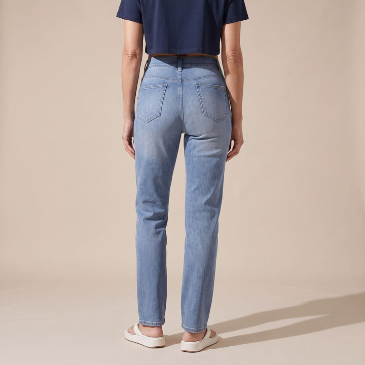 Damen High-Waist Stretch Pull-On Jeans mit tiefen Taschen