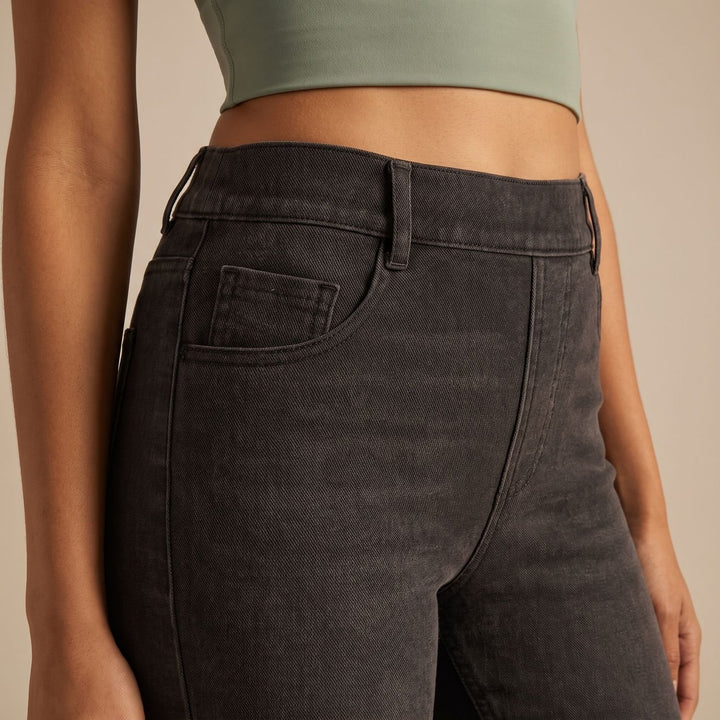 Damen High-Waist Stretch Pull-On Jeans mit tiefen Taschen