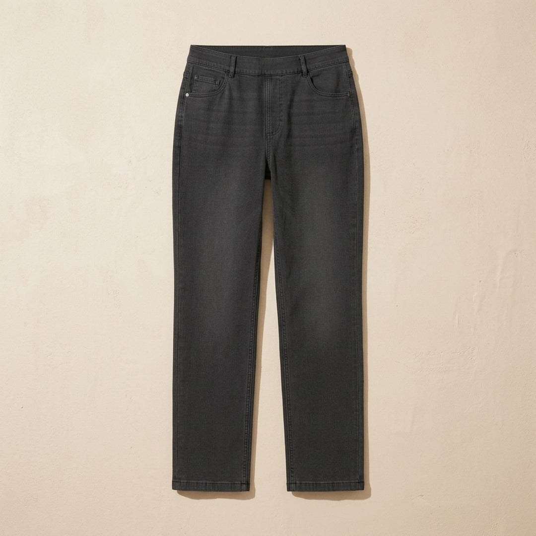 Damen High-Waist Stretch Pull-On Jeans mit tiefen Taschen