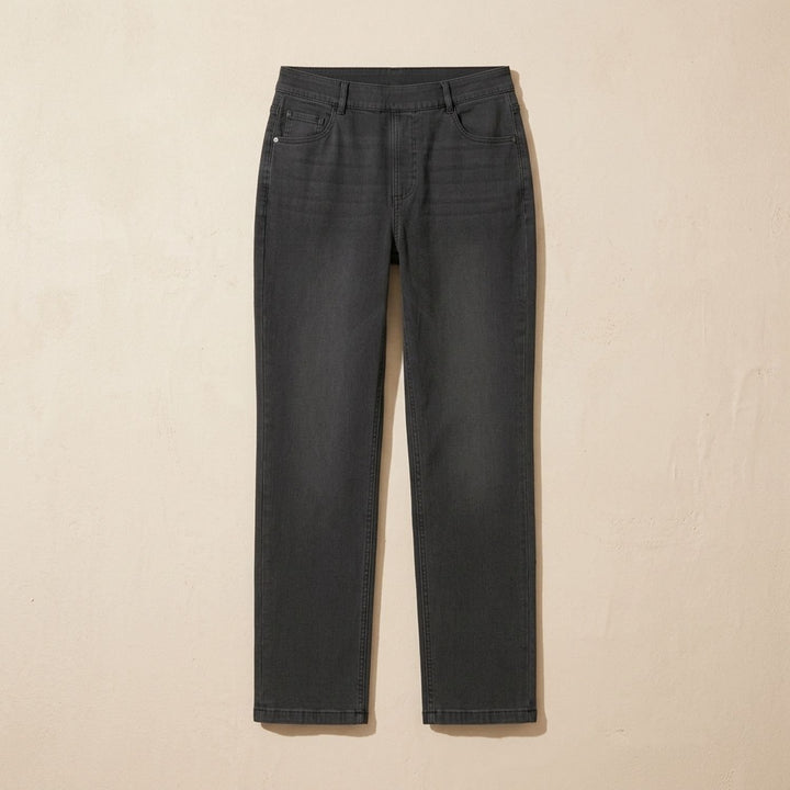 Damen High-Waist Stretch Pull-On Jeans mit tiefen Taschen