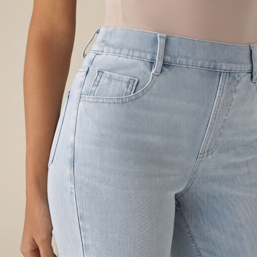Damen High-Waist Stretch Pull-On Jeans mit tiefen Taschen