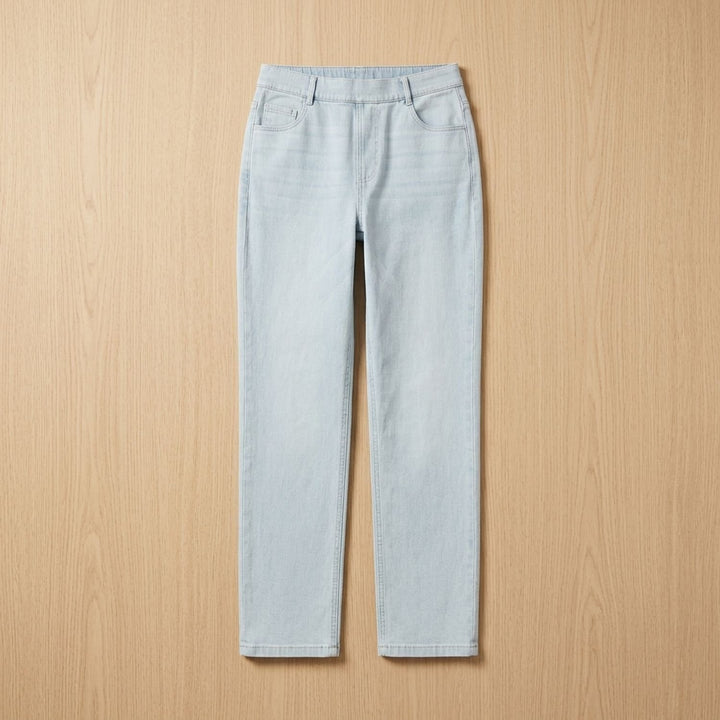 Damen High-Waist Stretch Pull-On Jeans mit tiefen Taschen