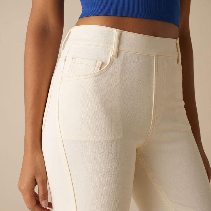 Damen High-Waist Stretch Pull-On Jeans mit tiefen Taschen