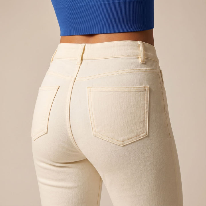 Damen High-Waist Stretch Pull-On Jeans mit tiefen Taschen
