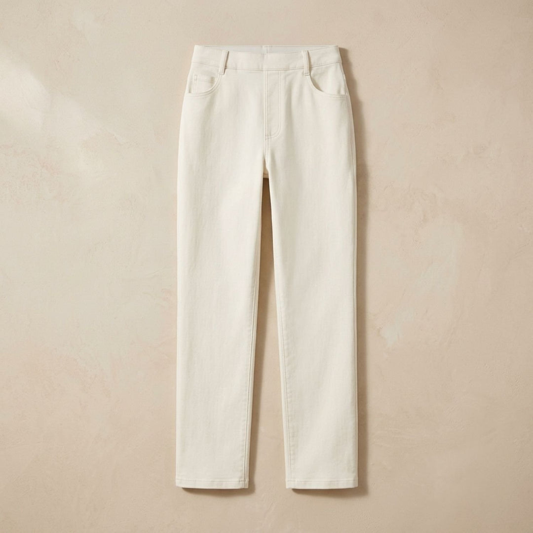 Damen High-Waist Stretch Pull-On Jeans mit tiefen Taschen
