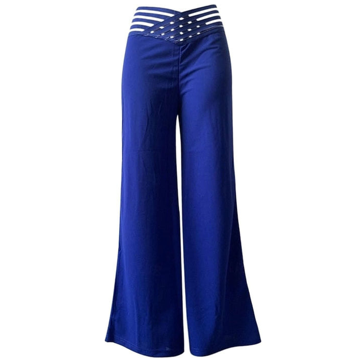 Damen High-Waist Wide-Leg Hose mit Crossover-Bund