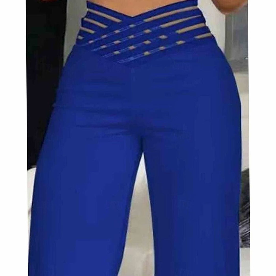 Damen High-Waist Wide-Leg Hose mit Crossover-Bund