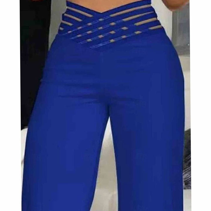 Damen High-Waist Wide-Leg Hose mit Crossover-Bund
