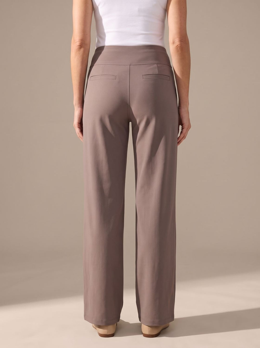 Damen Highwaist Wide-Leg Hose mit elastischem Bund und Taschen