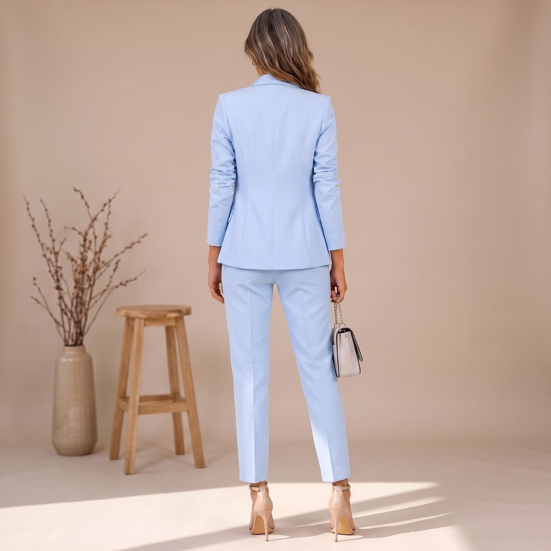 Damen Hosenanzug Zweiteiliger Blazer mit Gerader Hose