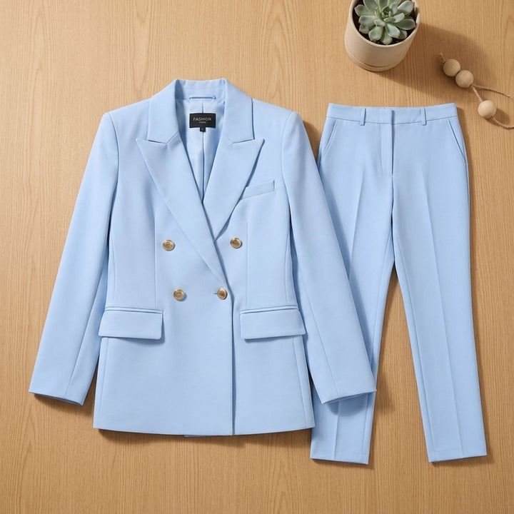 Damen Hosenanzug Zweiteiliger Blazer mit Gerader Hose
