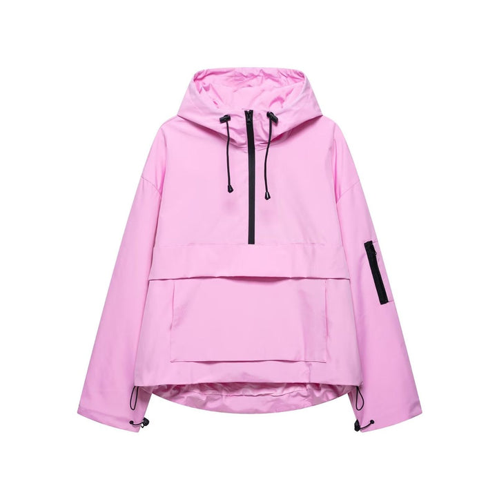 Damen Kapuzen-Anorak Windschutz Wasserabweisende Outdoorjacke - Rosa