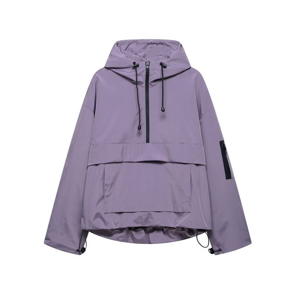 Damen Kapuzen-Anorak Windschutz Wasserabweisende Outdoorjacke - Lila