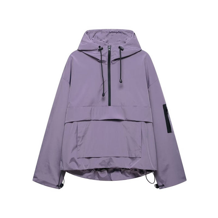 Damen Kapuzen-Anorak Windschutz Wasserabweisende Outdoorjacke - Lila