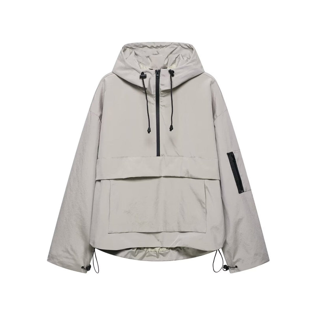 Damen Kapuzen-Anorak Windschutz Wasserabweisende Outdoorjacke - Grau