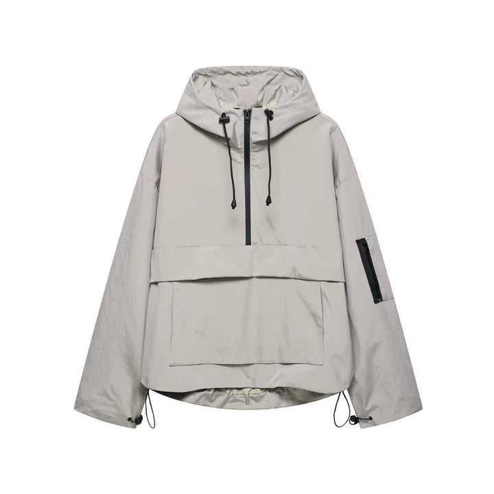 Damen Kapuzen-Anorak Windschutz Wasserabweisende Outdoorjacke - Grau