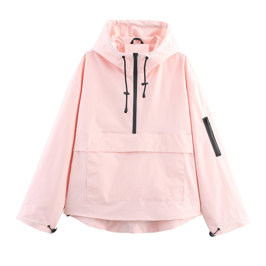 Damen Kapuzen-Anorak Windschutz Wasserabweisende Outdoorjacke - Hellrosa