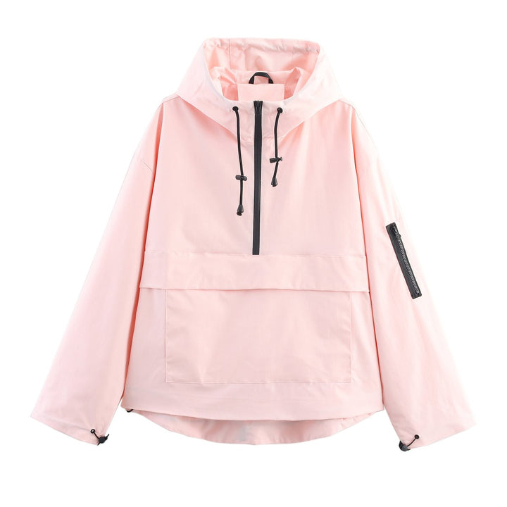 Damen Kapuzen-Anorak Windschutz Wasserabweisende Outdoorjacke - Hellrosa