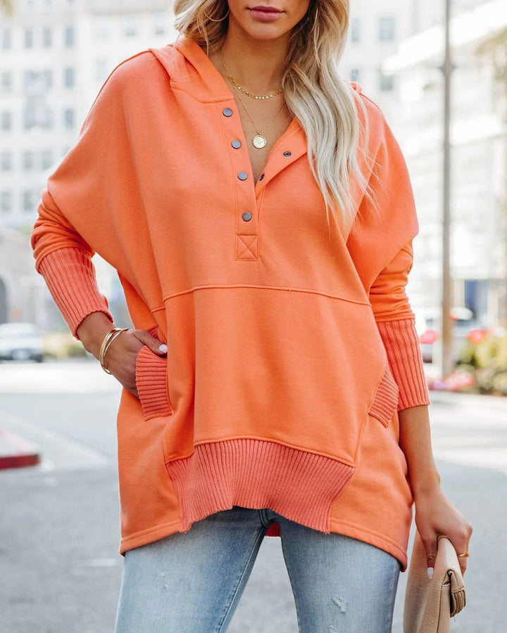 Damen Kapuzen-Tunika Langarm Oversized Hoodie Pullover