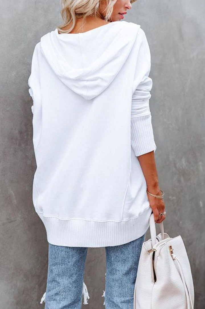 Damen Kapuzen-Tunika Langarm Oversized Hoodie Pullover
