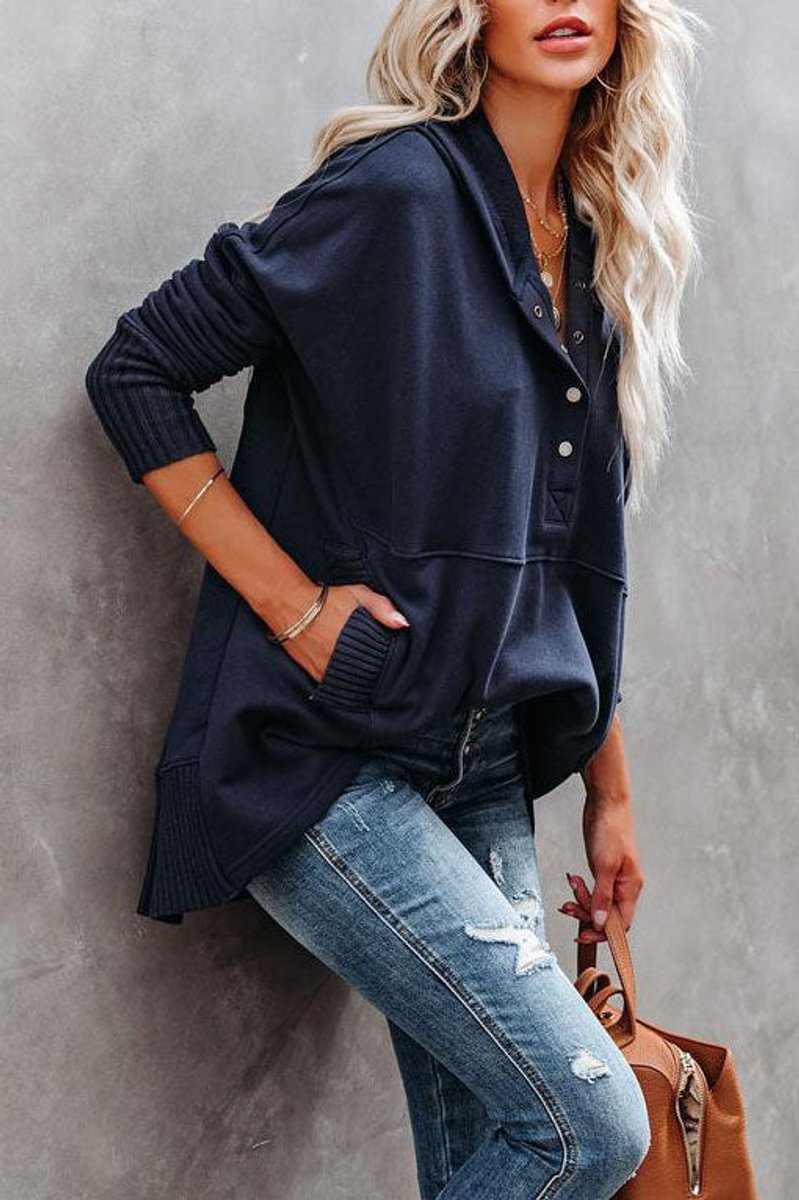 Damen Kapuzen-Tunika Langarm Oversized Hoodie Pullover