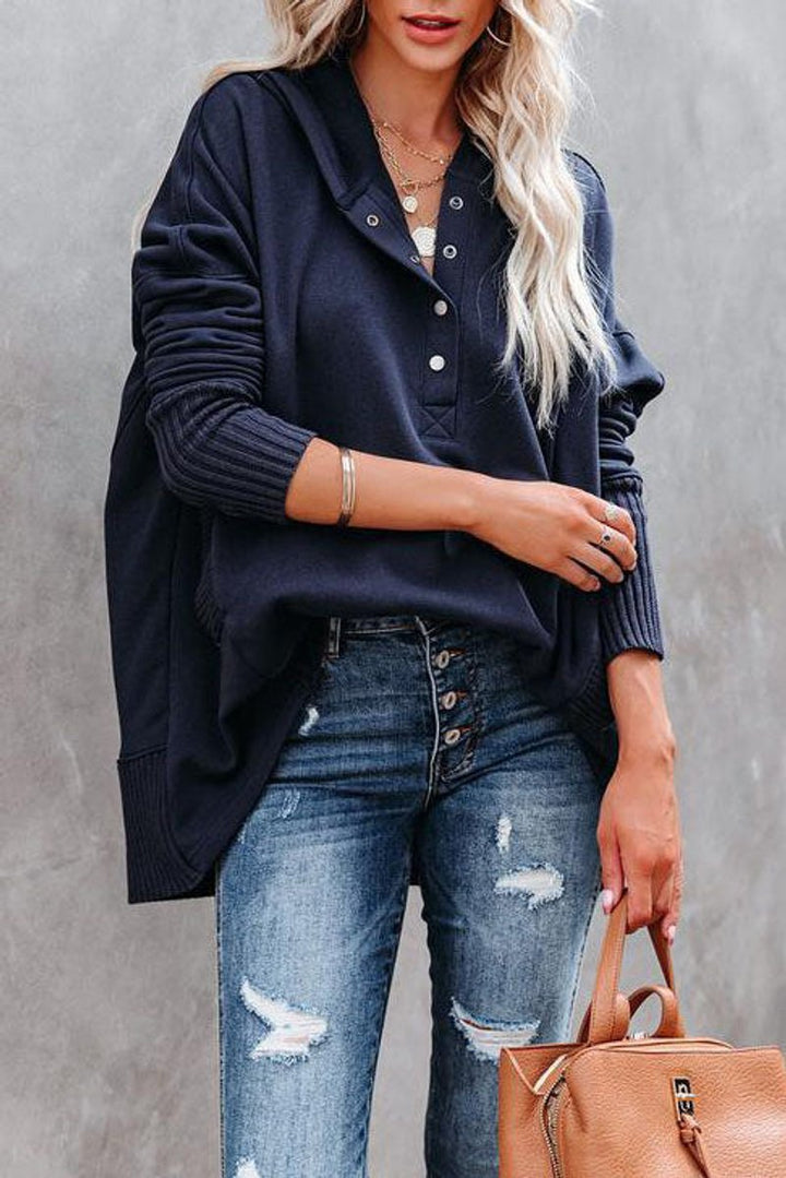 Damen Kapuzen-Tunika Langarm Oversized Hoodie Pullover