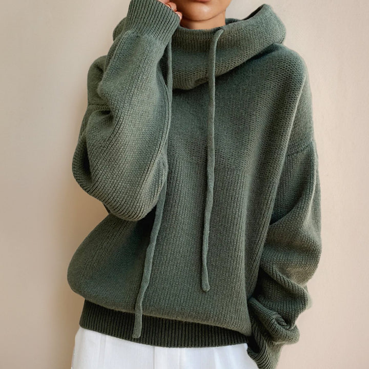 Damen Kapuzenpullover mit lockerem Schnitt Strick Hoodie - Grün