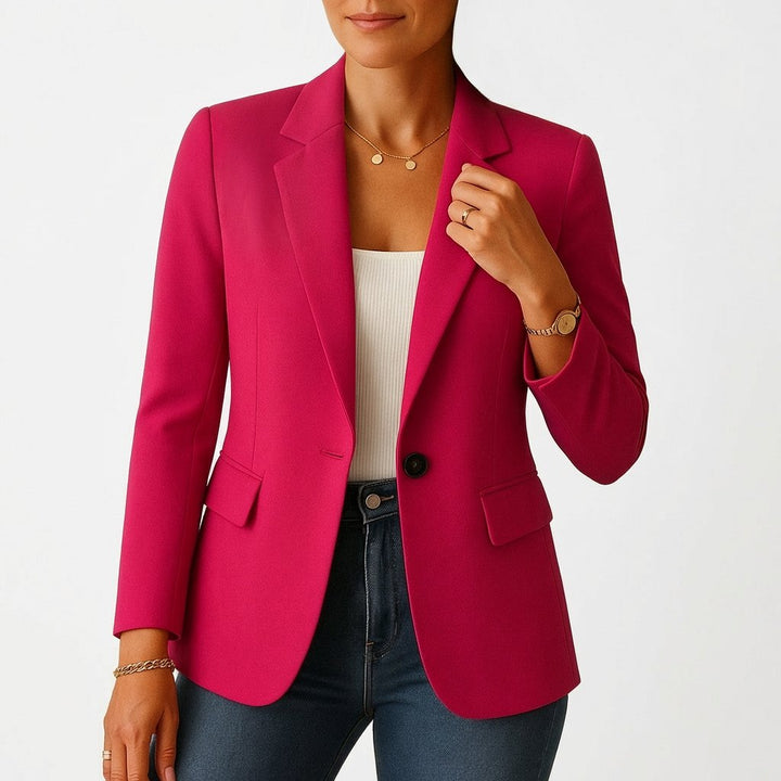 Damen Klassischer Einknopf-Blazer Tailliert - Rosa oscuro